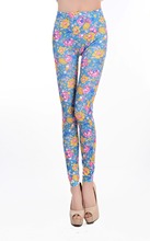Ml7607 leggings femininos da moda sem costura com flores brilhantes estampadas foral 2024 - compre barato