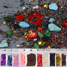 Yzwle 10 bolsas de miçangas de pedra irregular, 10g, diamantes de strass para mar fadas, praia, manicure 3d, acessórios de decoração de arte de unhas 2024 - compre barato