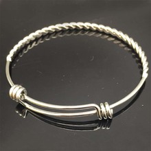 Brazalete de moda de China, brazalete de alambre retorcido, pulsera de dijes personalizados, brazaletes trenzados ajustables de acero inoxidable, 10 unids/lote 2024 - compra barato