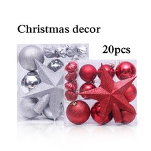 20 pçs/lote mix tamanho & forma árvore de natal decoração bola bauble festa de natal pendurado ornamento bola para casa decorações de natal presente 2024 - compre barato