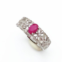 Женское кольцо из серебра 925 пробы с натуральным Рубином 2024 - купить недорого