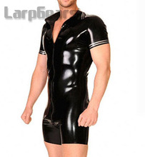 Man Latex Short Sleeve Catsuit Rubber Latex Bodysuits with Front Crotch Zipper 2024 - buy cheap