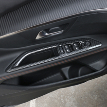 Cubierta de elevación de ventana de coche, apoyabrazos de puerta embellecedor de interruptor, marco de Panel para Peugeot 3008 GT 2017-2021, ABS, fibra de carbono 2024 - compra barato