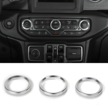 Jxkafa indicador de ar condicionado para carro jeep wrangler jl 2018, botão ajustável, decoração e acabamento em anel, adesivo de liga de alumínio 2024 - compre barato