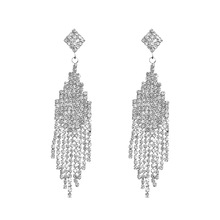 Pendientes largos de cristal brillante para mujer, aretes de boda, fiesta, novedad 2024 - compra barato