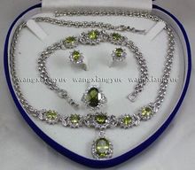 Juego de collar y anillo con incrustaciones de Peridoto, pulsera, pendientes, collar, Envío Gratis 2024 - compra barato