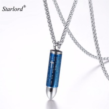 Blue Bullet Pendant Charms Necklace Hiphop Jewelry 316L Stainless Steel/Gold Color Chain For Men Cross Prayer Necklace GP2104L 2024 - buy cheap