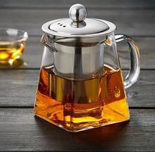 Heat Resistant Glass Stainless Steel Filter Tea Pot Square Flower Teapot High Temperature Resistant Glass Tea Set Irregular 2024 - buy cheap