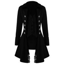 Fantasia medieval feminina adulta vestido longo vitoriano casaco preto uniforme halloween 2024 - compre barato