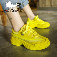 LazySeal-Botines de malla de aire para mujer, zapatos transpirables con decoración de letras, zapatillas de plataforma que aumentan la altura, zapatos para caminar 2024 - compra barato
