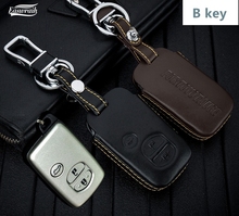  Leather Car Key Case For Toyota Camry Highlander Prado Crown Land Cruiser Prius Vitz Reiz 3 Button Key chain 2024 - buy cheap