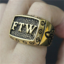 1pc Size 8-15 Golden Color FTW Cool Ring 316L Stainless Steel Man Boy Fashion Biker Style Ring 2024 - buy cheap