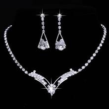 Women Sparkling V Shaped Rhinestone Crystal Necklace Earrings Charm Wedding Jewelry Set Bridal Jewelry Set Wedding Decoration 2024 - buy cheap