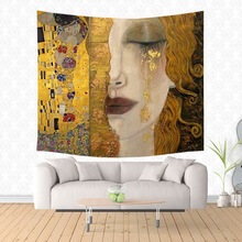 Tapiz de cuadro de Gustav Klimt Hippie para el hogar, tapete decorativo para colgar en la pared, Yoga y playa, colcha, mantel de mesa 2024 - compra barato