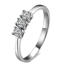 0.3 quilate 14k anel de ouro branco três pedra de design famoso simular diamante anel feminino de aniversário melhor acessórios para convites de festa 2024 - compre barato