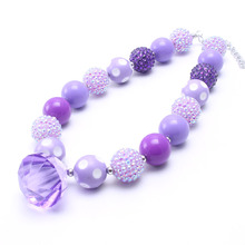 MHS.SUN 2Pcs Purple Color Kids Chunky Beads Necklace Fashion Pendant Girls Children Bubblegum Beaded Chunky Necklace Party Gift 2024 - buy cheap