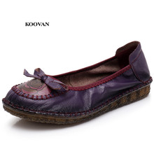 Koovan sapatos femininos de couro de vaca, sapatos baixos antiderrapantes para mulheres, primavera e outono, 2018 2024 - compre barato