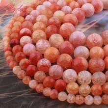 6/8/10/12mm Natural Round Agates Bead Pink Cracked Smooth Stone Beads For Jewelry Making DIY Necklace Bracelet Loose Strand 15" 2024 - buy cheap