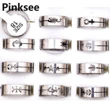 New 36pcs Wholesale jewelry Lots Mixed laser band 316L Stainless steel Fashion Hollow Heart shape Charm Rings Free Ship 2024 - buy cheap