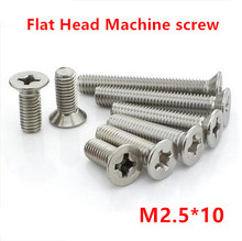 1000pcs M2.5*10 Phillips Flat Head Screw / Cross Reccessed Countersunk Head Machine Screws Stainless Steel 2024 - buy cheap