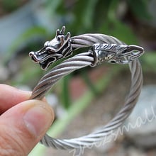 Pulsera de acero de titanio para hombre y niño, brazalete Punk de dragón Vikingo, joyería de acero inoxidable 316L 2024 - compra barato