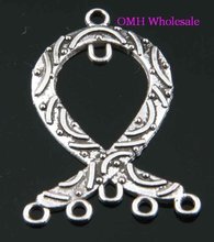 OMH wholesale Free ship 30pcs Tibetan silver pendants earring connectors findings Drop Earrings 40.5X27.5MM EH372 2024 - buy cheap