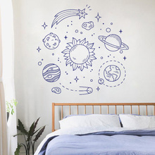 Space Solar System Planets Stars Satellites Wall Room Decoration Vinyl Mural Art Wall Decal Sticker for Bedroom Kids Room Z756 2024 - buy cheap