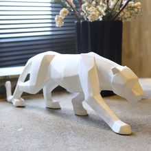 Escultura de pantera blanca para decoración del hogar, estatuas geométricas de leopardo, animales salvajes, ornamento 2024 - compra barato