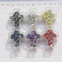 12pcs Mix 6colors In Cross Boxes 4mm Rosary Bead Jesus Cross Necklace Virgin Mary Pendant For Women Men Prayer Catholic Jewelry 2024 - buy cheap