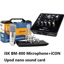 Micrófono de grabación profesional ISK BM-800 + tarjeta de sonido usb iCON upod nano para estudio y radiodifusión, promoción Original 2024 - compra barato