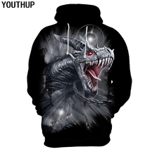 YOUTHUP Masculino 3d Hoodies Monstro Dragão 3d Impressão Legal Hoodies 3D Preto Homens Engraçados 3d Camisolas Com Capuz Pulôver Plus Size outwear 2024 - compre barato