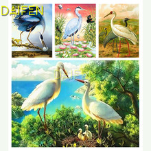 Diamante redondo completo mosaico 5d diy diamante bordado ponto cruz quadrado completo pintura diamante guindaste lótus pássaros árvores lago 2024 - compre barato