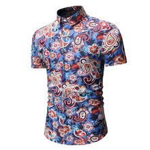 Nova Verão Havaiano Floral Camisas Moda Masculina Camisa de Manga Curta Plus Size Camisa Casual Slim Fit Camisa De Vestido de Homens M-XXXL 2024 - compre barato