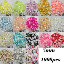 7mm 1000pcs/lot Half Round Pearl Bead Flat Back beads Scrapbook for Craft Pick color DIY Nail Art Phone Decoration 18 Colors 2024 - buy cheap