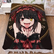 Japanese Anime DATE A LIVE Tokisaki Kurumi Nightmare Elohim Milk Fiber Bed Sheet & Flannel Blanket Summer Quilt 150x200cm 2024 - buy cheap