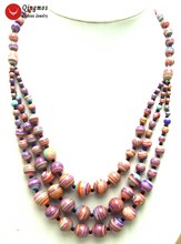 Qingmos 3 Strings Natural Agates Necklace for Women with 4-12mm Round Multicolor Zebra Stripe Agates Necklace Jewelry 20-22" 2024 - buy cheap