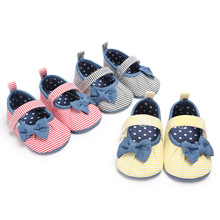 Primavera y otoño 0-1 años mujer de rayas de bebé princesa Zapatos de fondo suave zapatos de bebé 2024 - compra barato