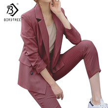 Double Breasted Striped Blazer Jacket  Work Pants Suits 2 Piece Sets Black Red White Gray OL Suits Women Outfits Autumn S87328X 2024 - buy cheap