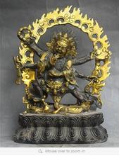 wholesale factory Decoration Crafts Brass 9" Old Tibet Buddhism Bronze 6 Arms Mahakala Wrathful Deity Buddha Statue 2024 - buy cheap