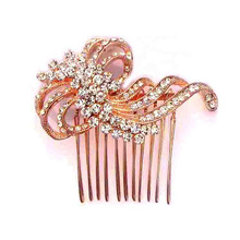 wedding party women designer 3pcsx crystals metal floral charm rose gold / rhodium hair comb ornament prom jewelry accessories 2024 - buy cheap