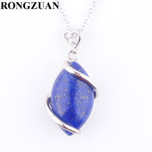 RONGZUAN Necklace & Pendant Natural Lapis Lazuli Stone Horse Eye Shape Bead Reiki Chakra Pendant Chain Necklaces Jewelry TN3248 2024 - buy cheap