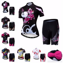 Womens Cycling Jersey Set 2019 Bike Jersey Shorts summer road suit MTB Bicycle Top bottom Pro Maillot Ropa Ciclismo flower pink 2024 - buy cheap