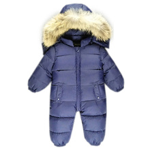 Nuevo mameluco de bebé 2019 invierno al aire libre caliente niño niñas mono con capucha mamelucos pato blanco abajo ropa para niños 2024 - compra barato