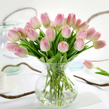 10 шт./лот, искусственная кожа, мини цветок тюльпана, настоящий сенсорный Свадебный букет цветов, искусственные шелковые цветы для украшения дома и вечеринки 2024 - купить недорого
