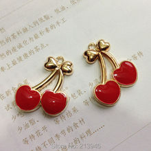 21*28mm 20Pcs Red Cherry Glazing KC Gold Alloy Charms Jewelry Pendants 2024 - buy cheap