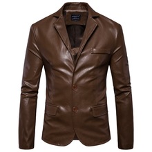 Jaqueta de couro masculina, blazer nova roupa externa de couro pu, tamanho grande, jaqueta slim para homens, tamanho 5xl 2024 - compre barato