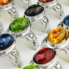 Hot Sale Freeshipping Vintage 10pcs Mix Color Amber Silver Womens Mens Rings Wholesale Jewelry Lots A-912 2024 - buy cheap