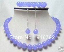 free shipping >>>>>12mm Purple stone 1Necklace Bracelet Earring Set 2024 - buy cheap