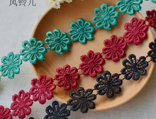 Hot Sale 5 Meters/lot 2.5CM Width Fashion Green Red Black Beautiful Flower Floral Good Price Lace Trim Craft 2024 - buy cheap