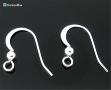 Doreen Box Lovely 200 Silver color Ear Wire Hooks 17x18mm (B05558) 2024 - buy cheap